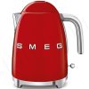   SMEG 50-es évek RETRO design-ja vízforraló / konyhai vízmelegítő készülék, 1,7 liter, 2400 W-os, fényes felületű, piros színű, KLF03RDEU