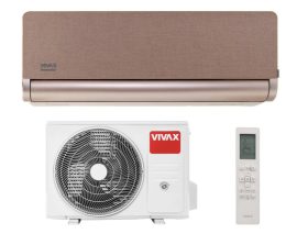 VIVAX ACP12CH35AEHI+ GOLD H-design hűtő-fűtő mono split klíma szett / légkondicionáló, A+++/A++,  Wi-Fi előkészítés, légkondi, R32, inverteres, kültéri + beltéri egység, 3,5 kW-os kivitel, fehér + arany színű textil hatású előlap, ACP-12CH35AEHI+