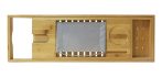   Wellis Bridge Plus kádtálca, állítható kivitel, 70-105 cm-ig, 105x22,5x4 cm-es, rácsos bambusz lakkozott felület, talpas pohár tartó, kivehető tálca, felhajtható tablet- / könyvtartó, WK00185