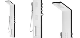WELLIS Bonita termosztátos hidromasszázs zuhanypanel trópusi és vízesés zuhannyal, kézitussal, szögletes design, fehér és fekete színű, WZ00089 WELLIS Bonita termosztátos hidromasszázs zuhanypanel trópusi és vízesés zuhannyal, kézitussal, szögletes design, fehér és fekete színű, WZ00089